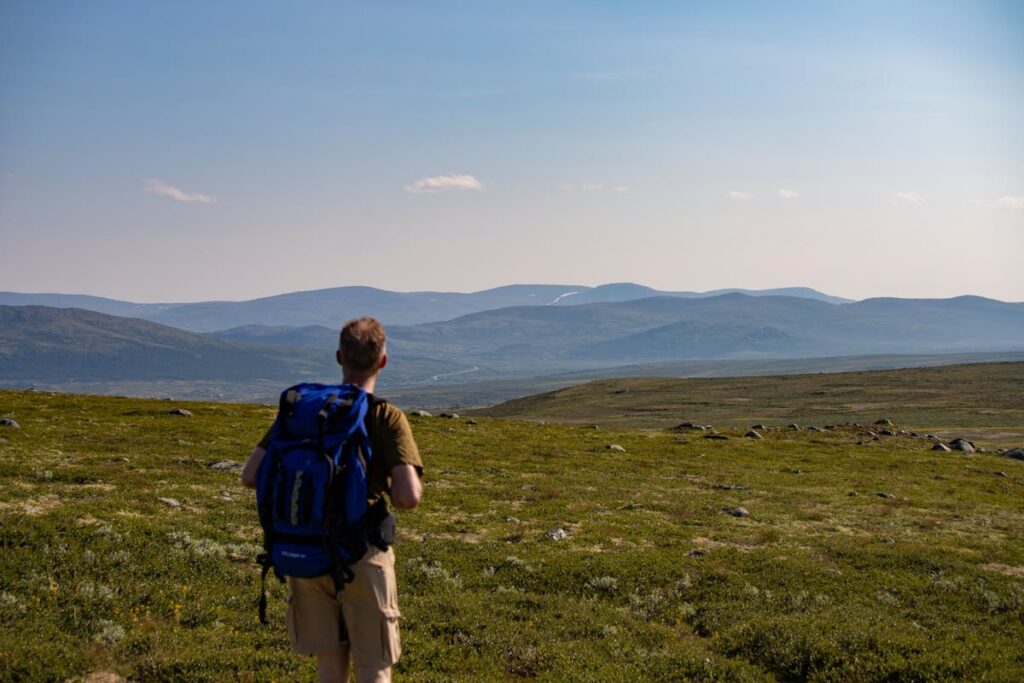 A man on a Solo trip in a mountains